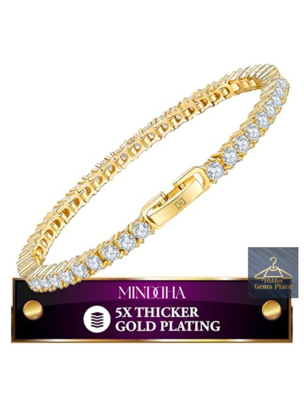 Tennis Bracelet 14K Gold White Gold Plated Cubic Zirconia CZ Bracelet for Women